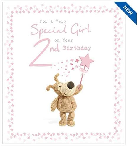 2nd Birthday Card - Pink Boofle Star Magic Wand
