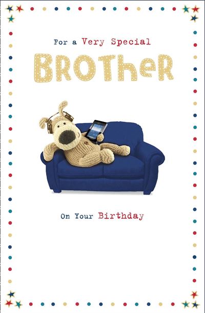 Brother Birthday Card - Boofles Chilling on A Sofa