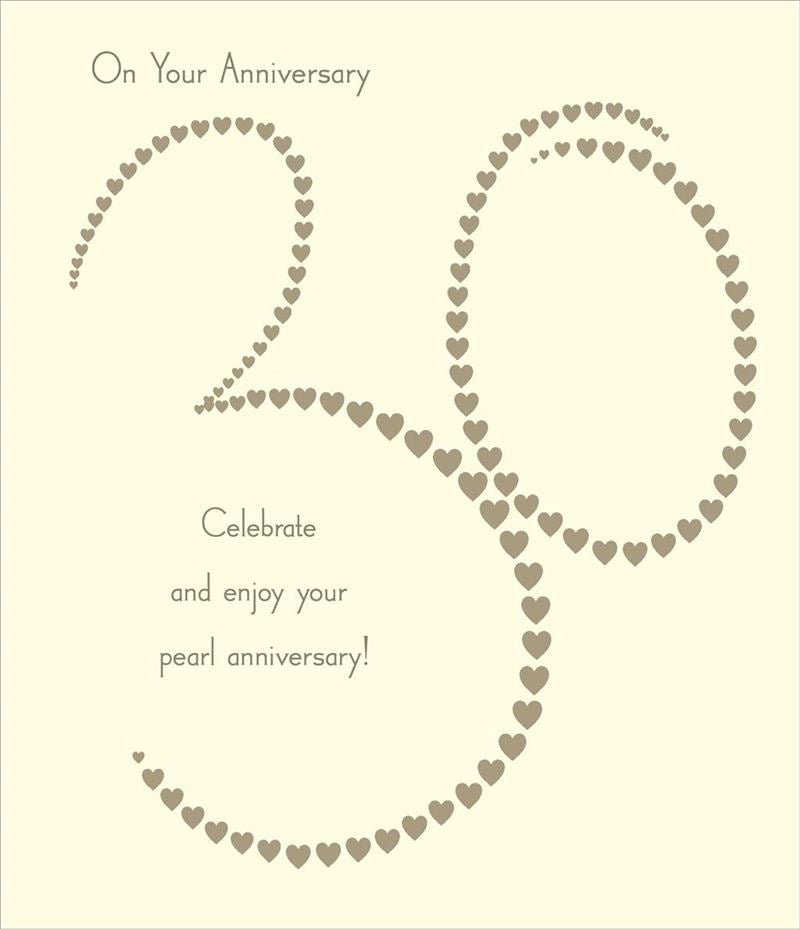 30th Wedding Anniversary Card - Heartiest Pearl Anniversary 