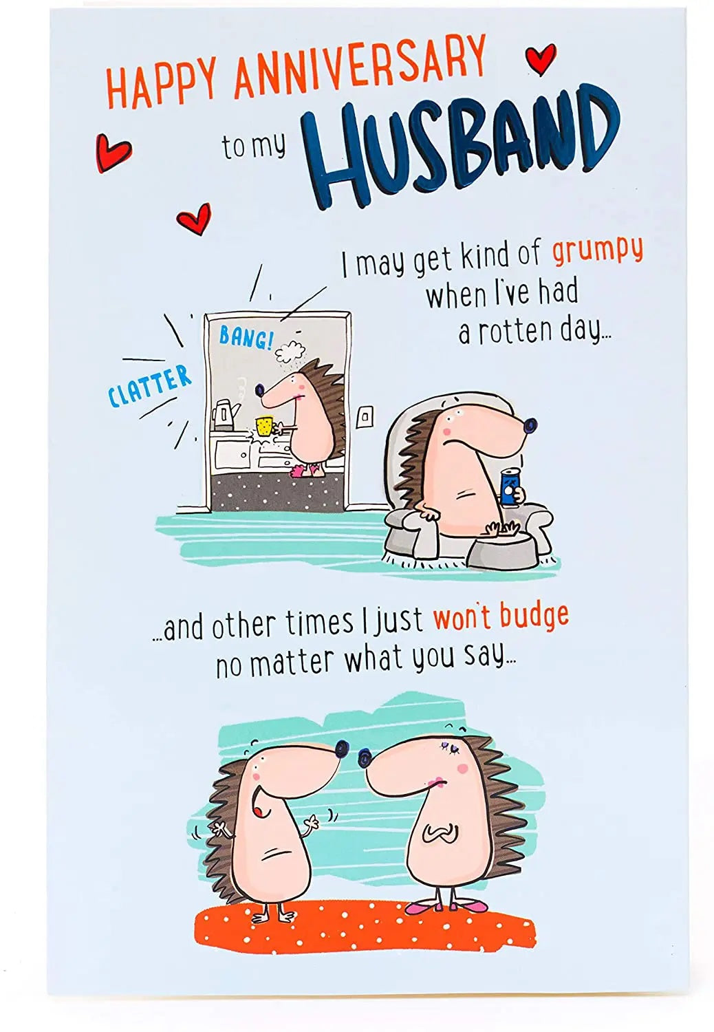 Husband Anniversary Card - Love Throughout Grumps and Smiles - Humour Card