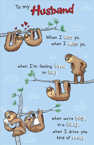 Humorous Husband Birthday Card - Monkeys Frolicking