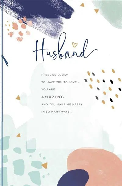 Hand-Finished Husband Birthday Card - Abstract Word Art