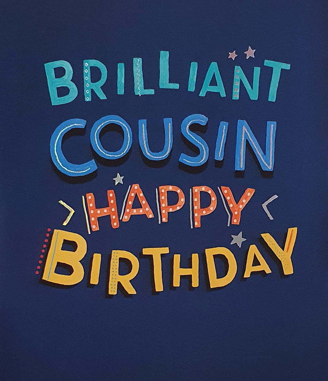 Cousin Birthday Card - Colourful Word Art