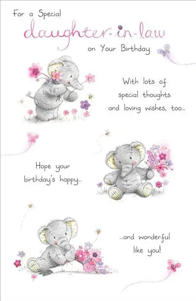 Daughter-in-Law Birthday Card - A Special Bouquet From Elliot