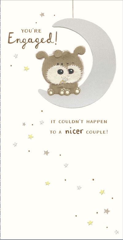 Engagement Card - Cute Bears On The Moon