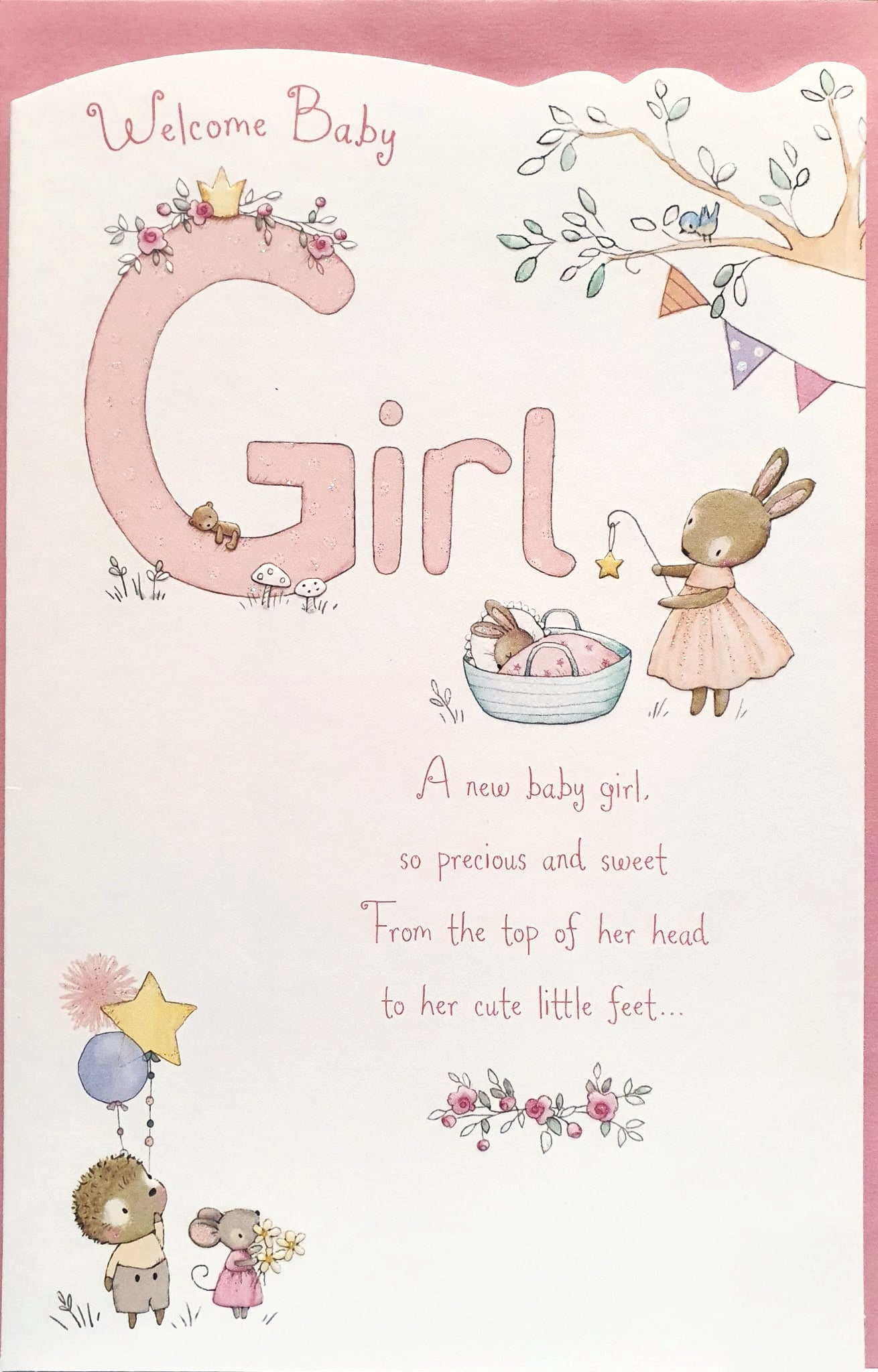 New  Baby Girl Card - Precious And Sweet
