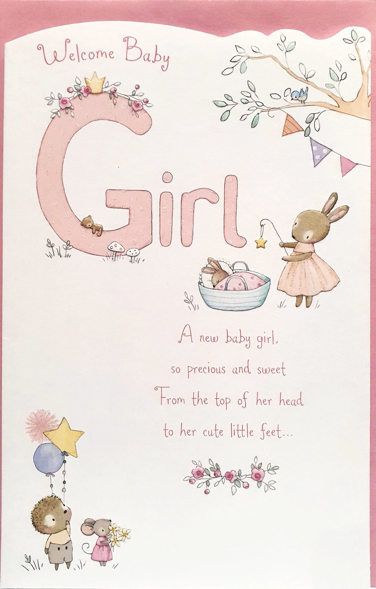New Baby Girl Card - Precious And Sweet