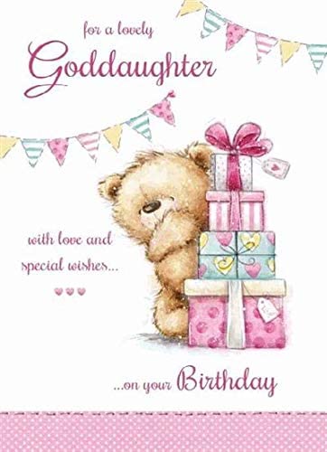 Goddaughter Birthday Card - Teddy And Presents