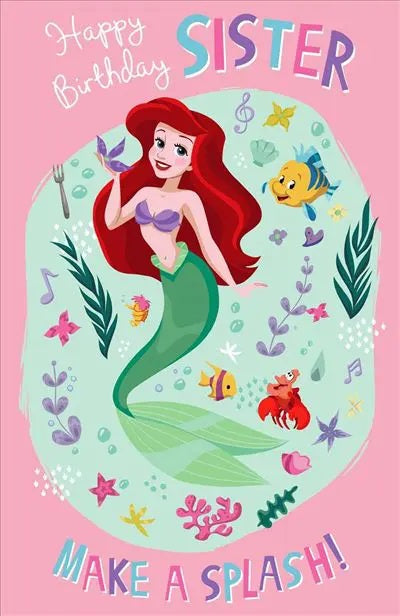 Sister Birthday Card - A Pretty Splashing Mermaid