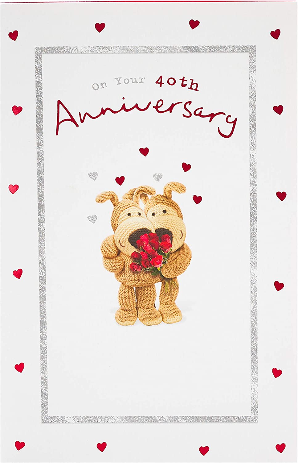 40th Wedding Anniversary Card - "Boofles" Romance And Red Roses 