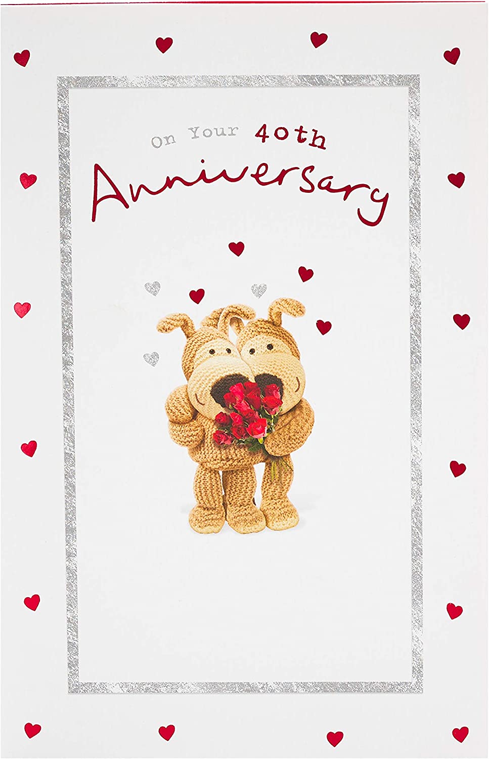 40th Wedding Anniversary Card - "Boofles" Romance And Red Roses
