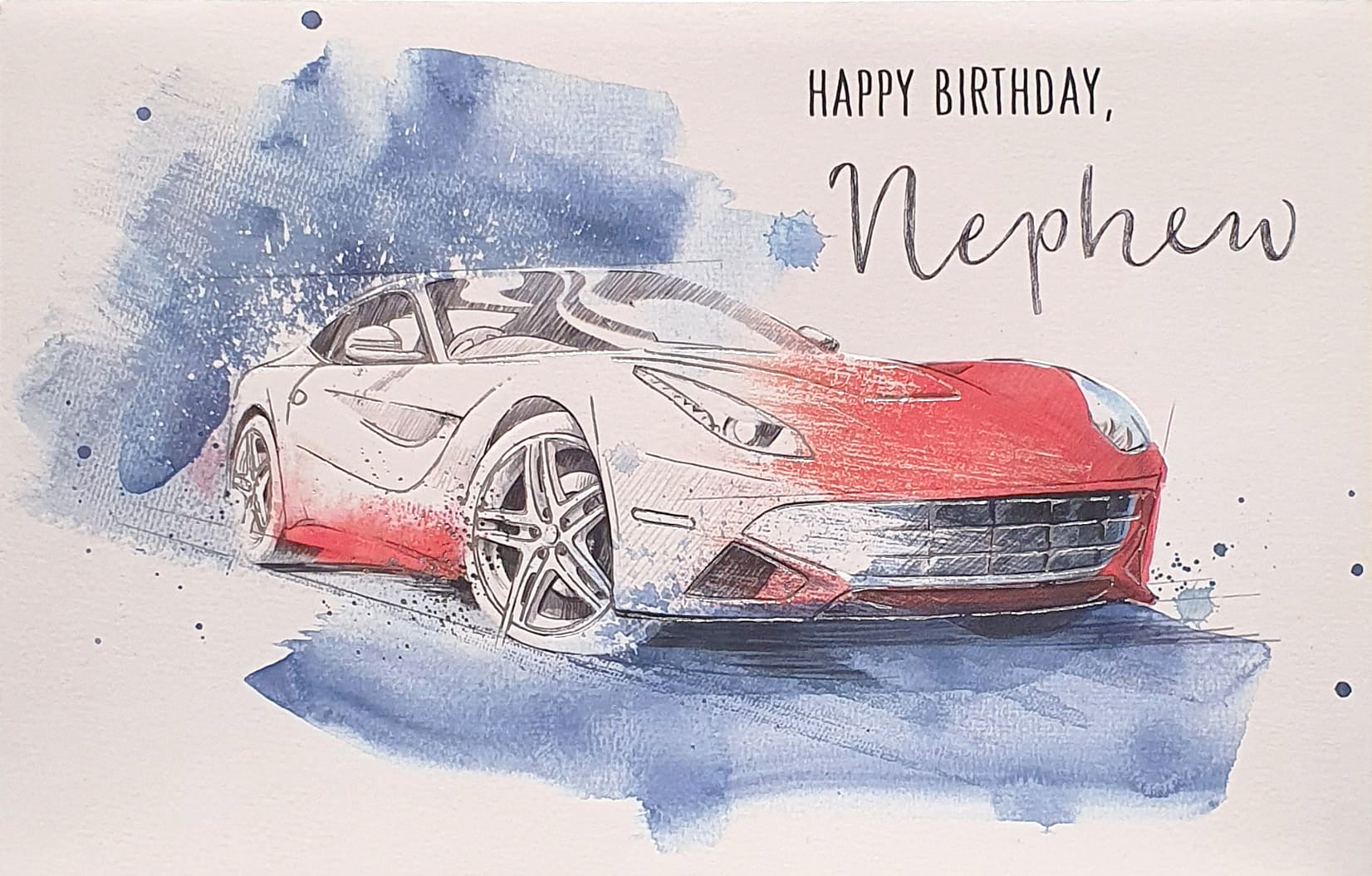Nephew Birthday Card - Illustration of a Ferrari