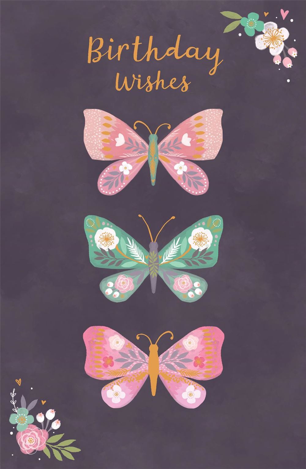 Birthday Card - Gorgeous Floral Butterflies