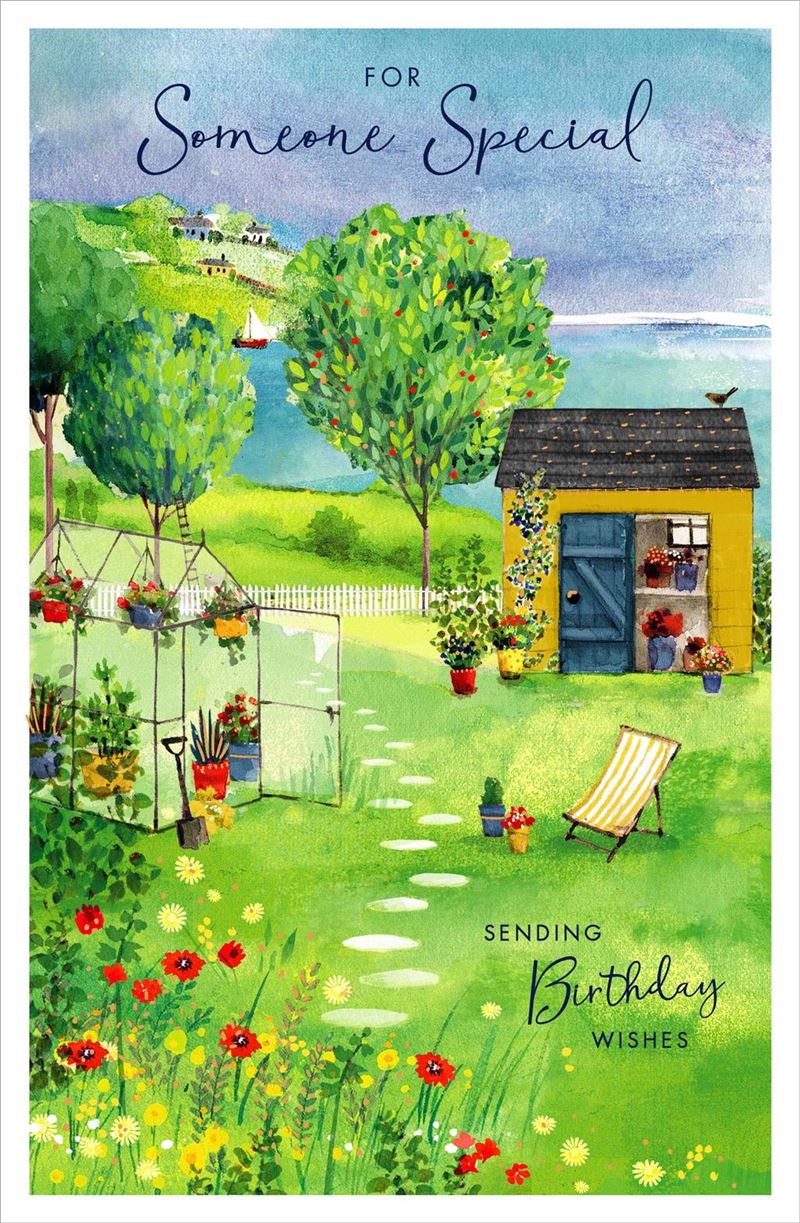 Someone Special Birthday Card - Pretty Garden By The Sea