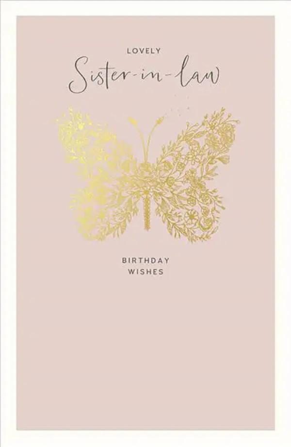 Sister-in-Law Birthday Card - The Golden Butterfly Thicket