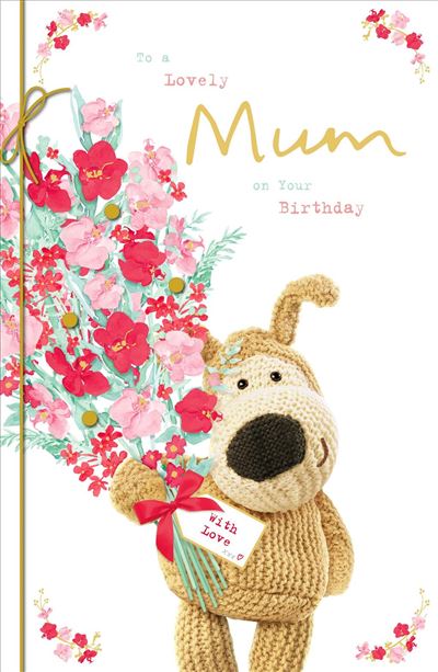 Mum Birthday Card - Boofle With A Huge Bouquet