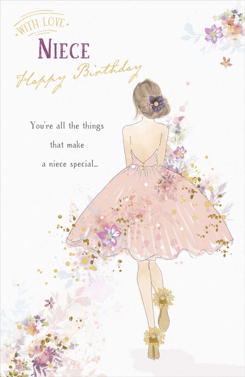 Niece Birthday Card - Delicate - Featured Beautiful and Feminine