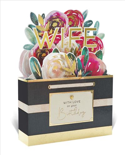 Wife Birthday Card - POP-UP Bouquet of Flowers