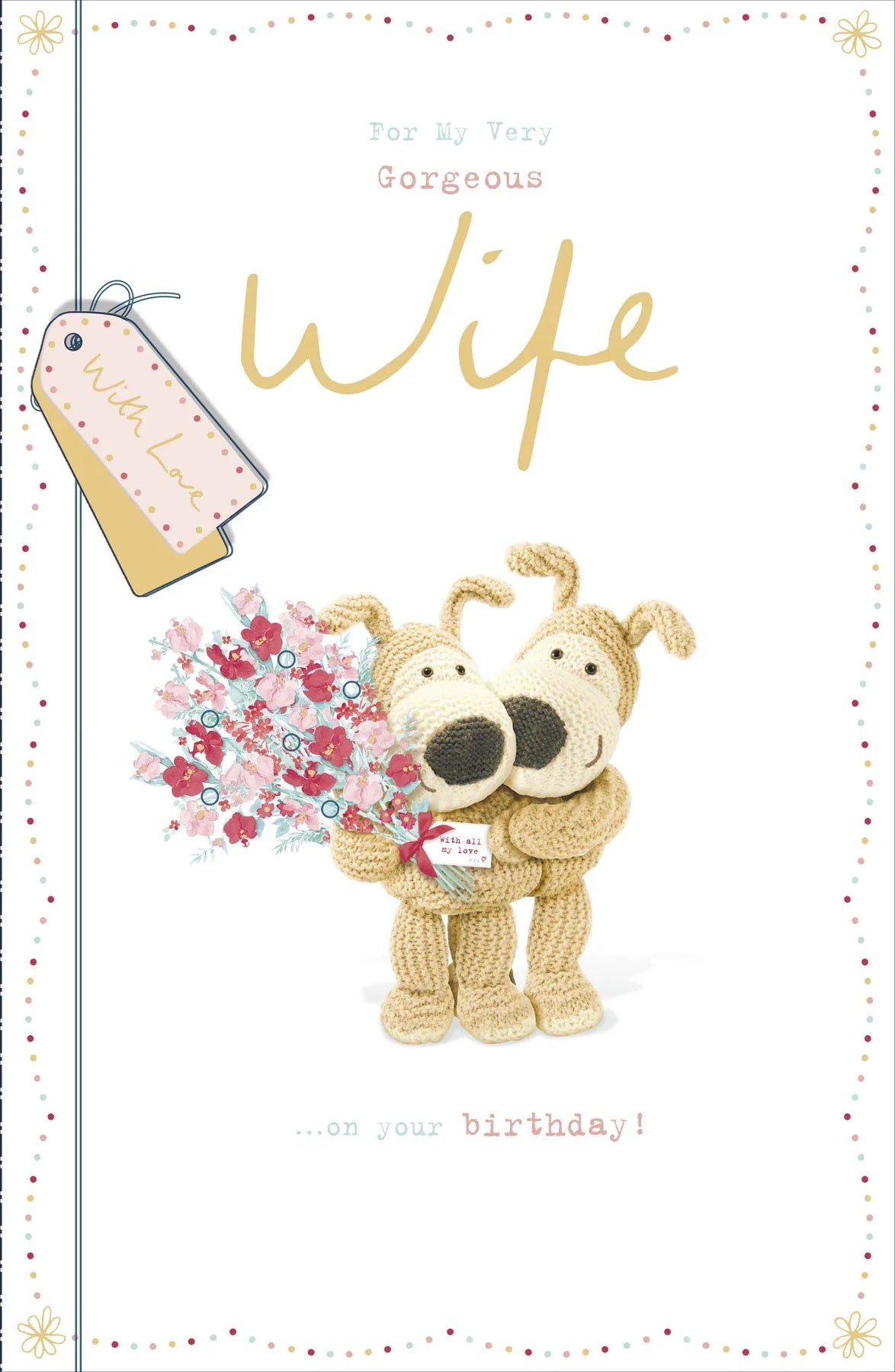 Wife Birthday Card - Bouquet With Boofles 