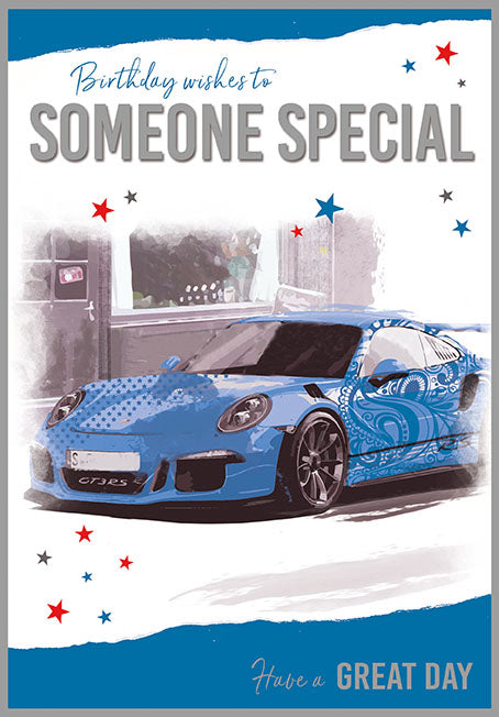 Someone Special Birthday Card - Sporty Blue Porsche