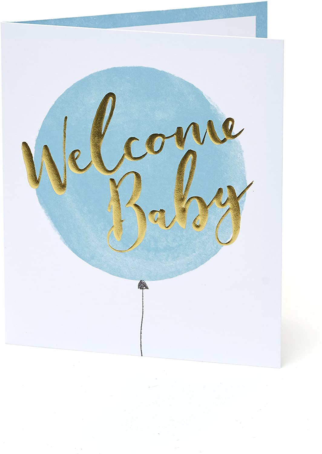 New Baby Boy Card - Gold Message On A Balloon
