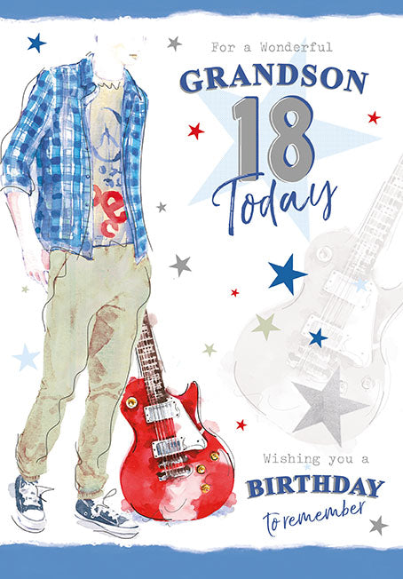 18th Grandson Birthday Card - The Guitar Virtuoso