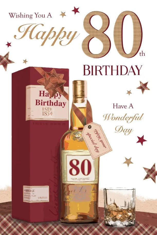 80th Birthday Card - Time To Enjoy Vintage Whiskey