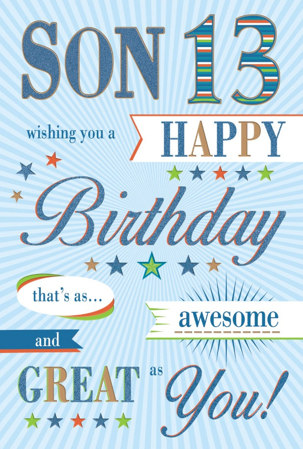 Son 13th Birthday Card - Awesome Son
