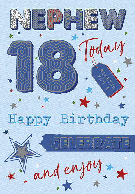 18th Nephew Birthday Card - You Are A Star Celebrate