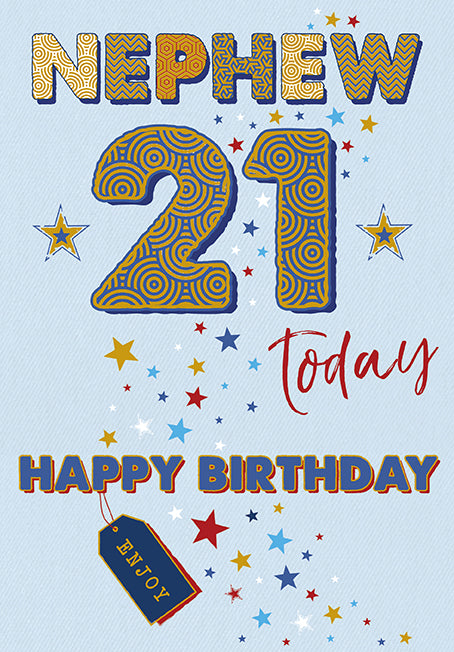 21st Nephew Birthday Card - Reaching Adulthood