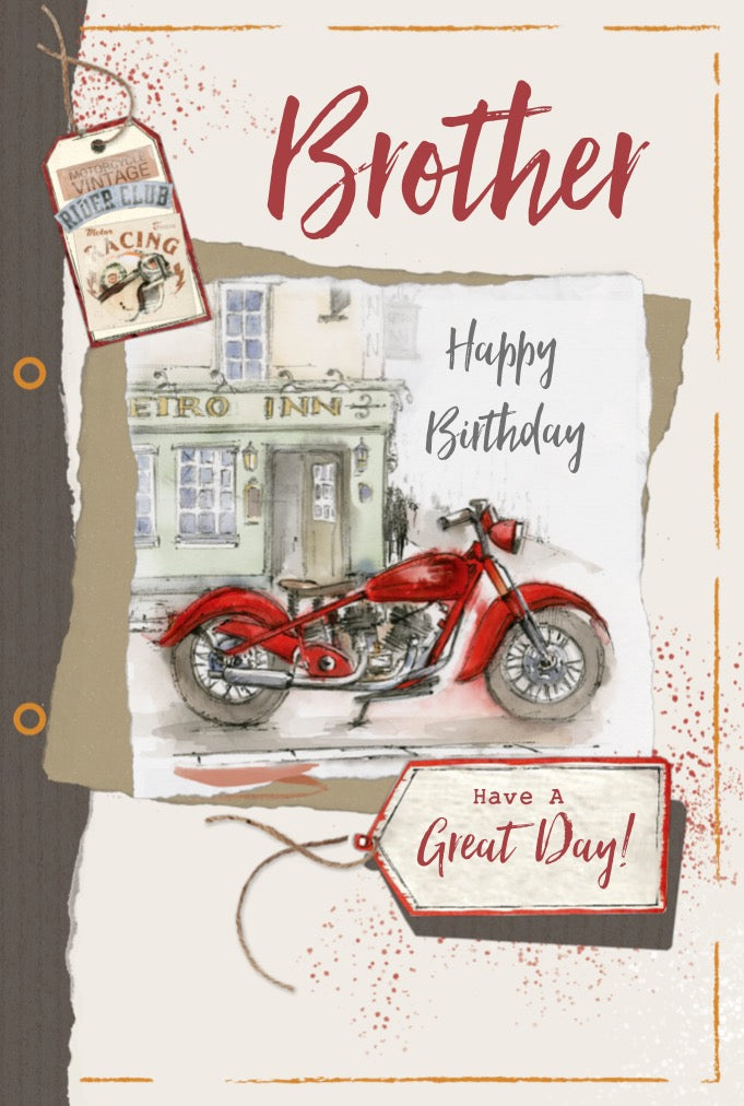 Brother Birthday Card - A Powerful Red Motorbike