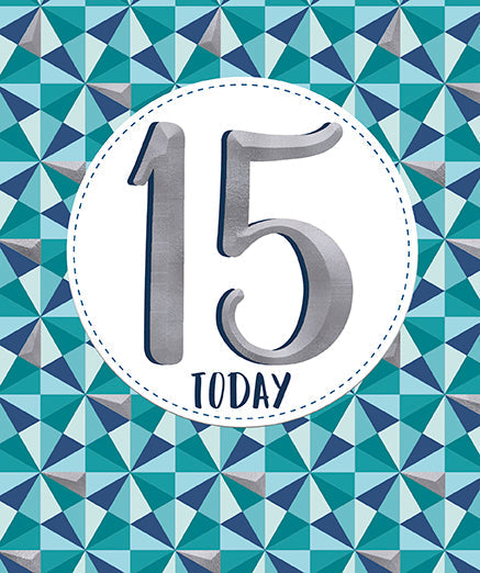 16th Birthday Card - Bold Silver Metallic 15 Emblem