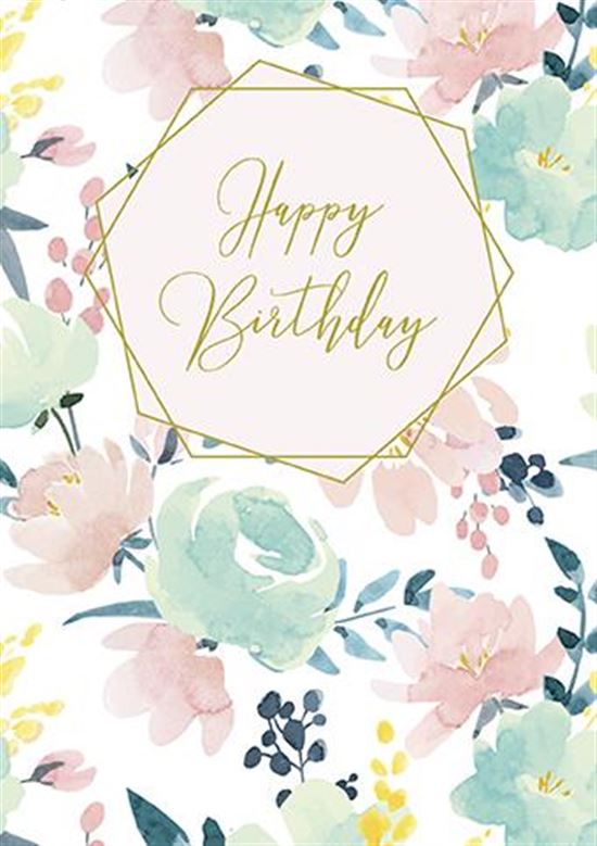 Birthday Card - Floral Water Colour