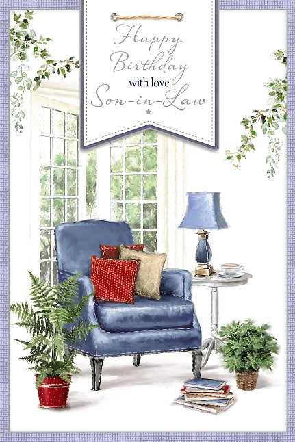 Son in Law Birthday Card - Relaxing Armchair 