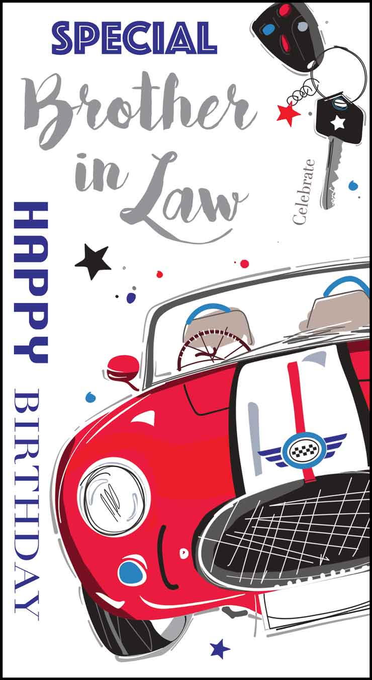 Brother in Law Birthday Card - Red Sports Car