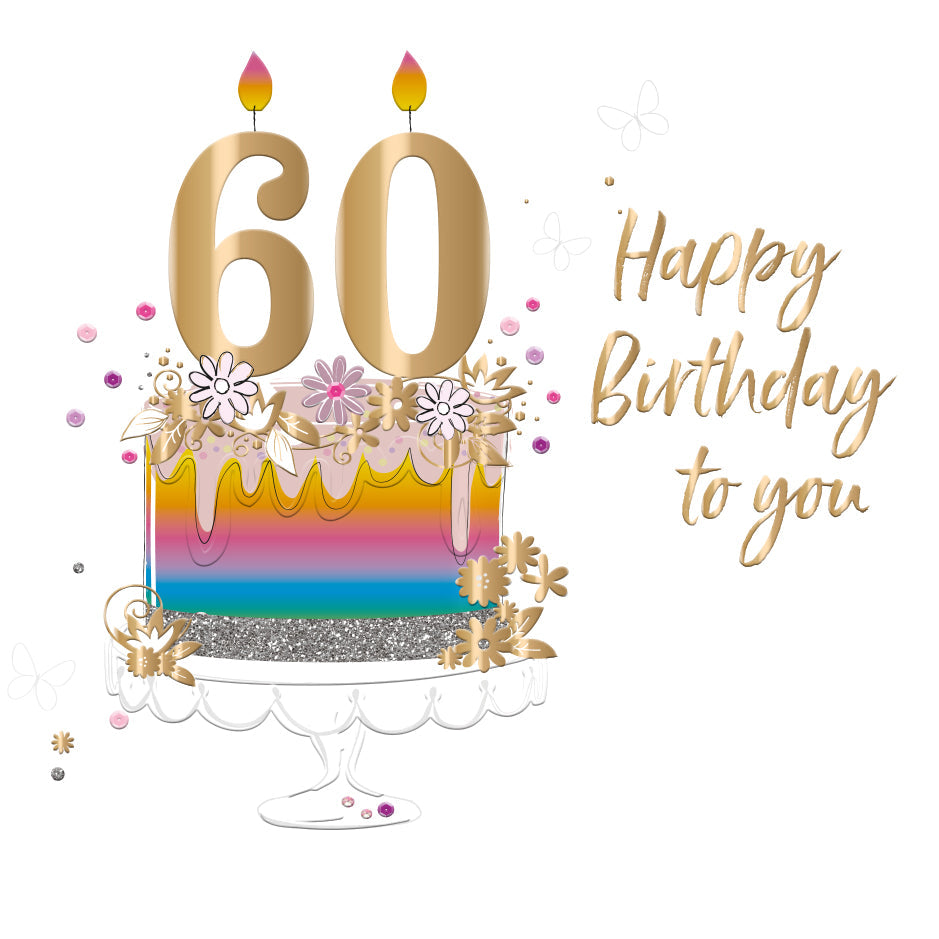 60th Birthday Card - The Perfect Floral Drip Cake