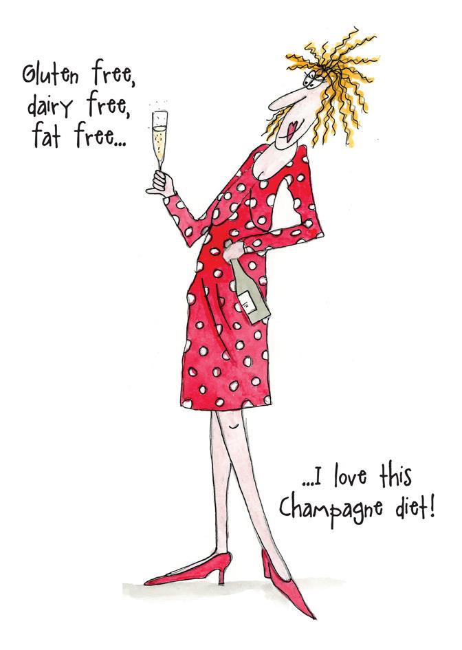 Humorous Blank Card - Champagne Diet 