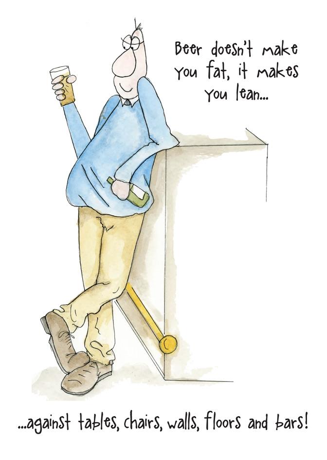 Humorous Blank Card - Beer Doesn't Make You Lean