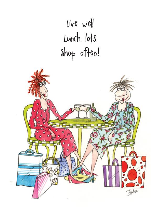 Humorous Blank Card - Live, Lunch, Shop
