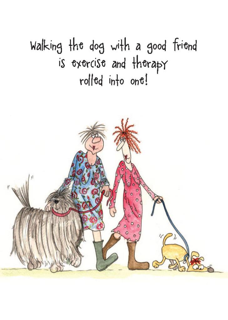 Humorous Blank Card - Walking The Dog 