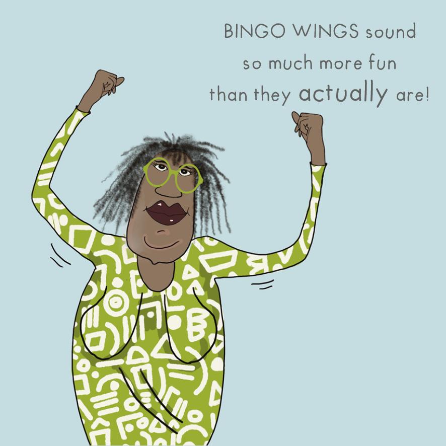 Humorous Blank Card - Bingo Wings 