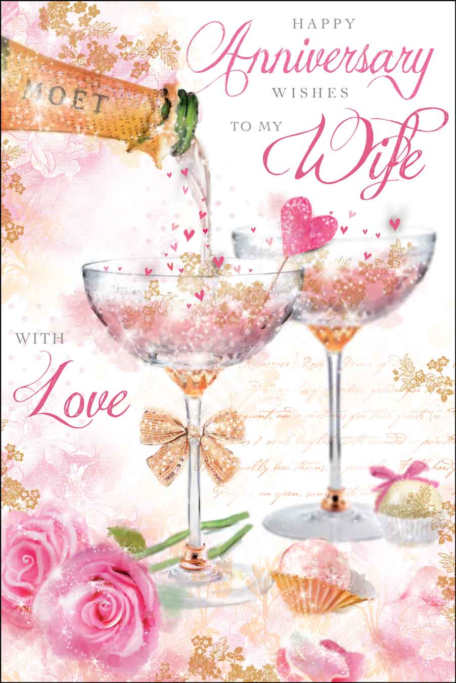 Wife Wedding Anniversary Card - Toast To Forever Love