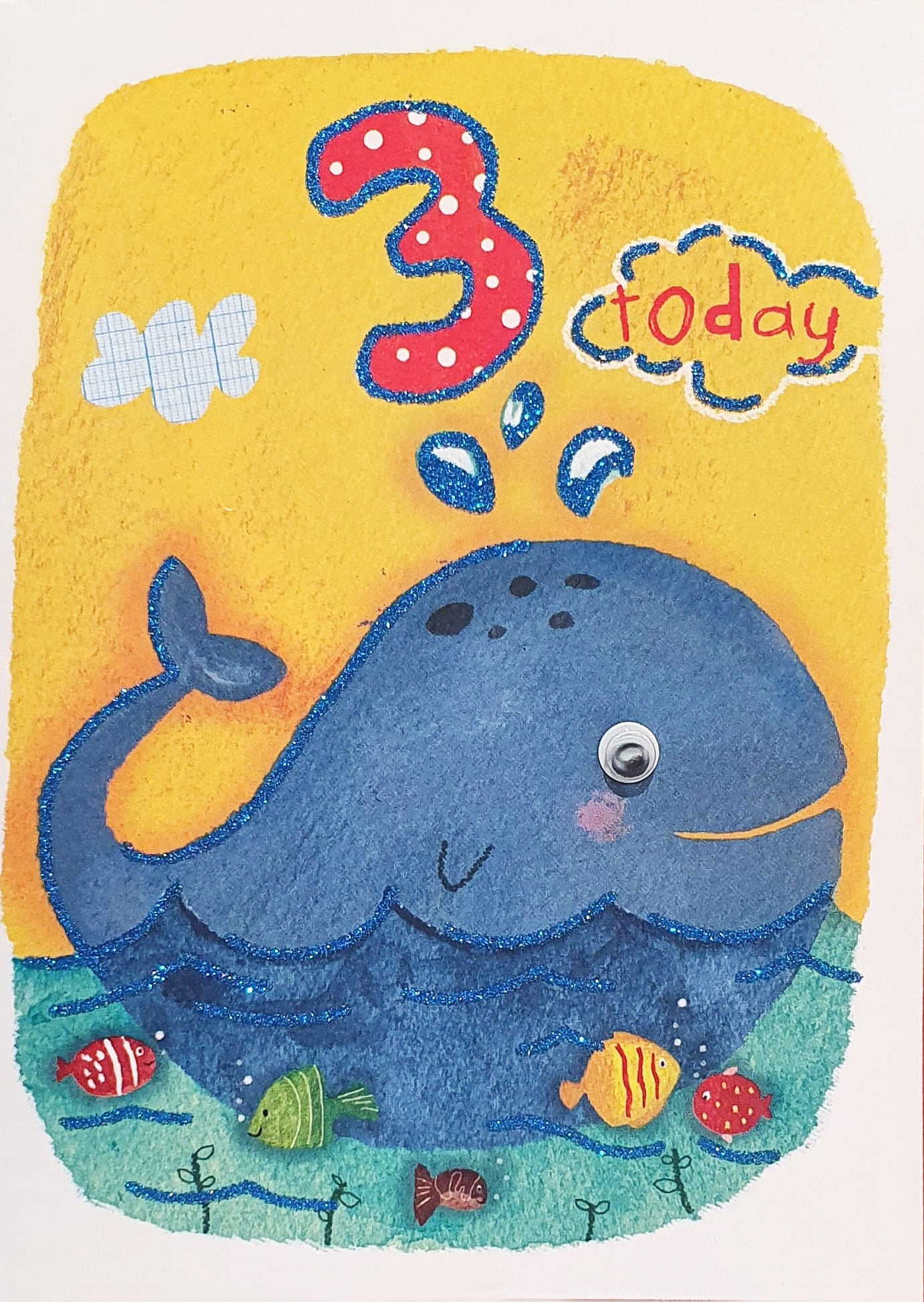 3rd Birthday Card - Blue Whale