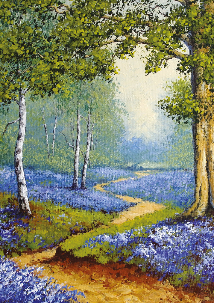 Birthday Card - Spring Flowers in Forest 