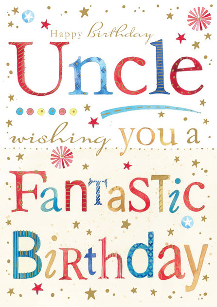 Uncle Birthday Card - Word Art - Fantastic Uncle 
