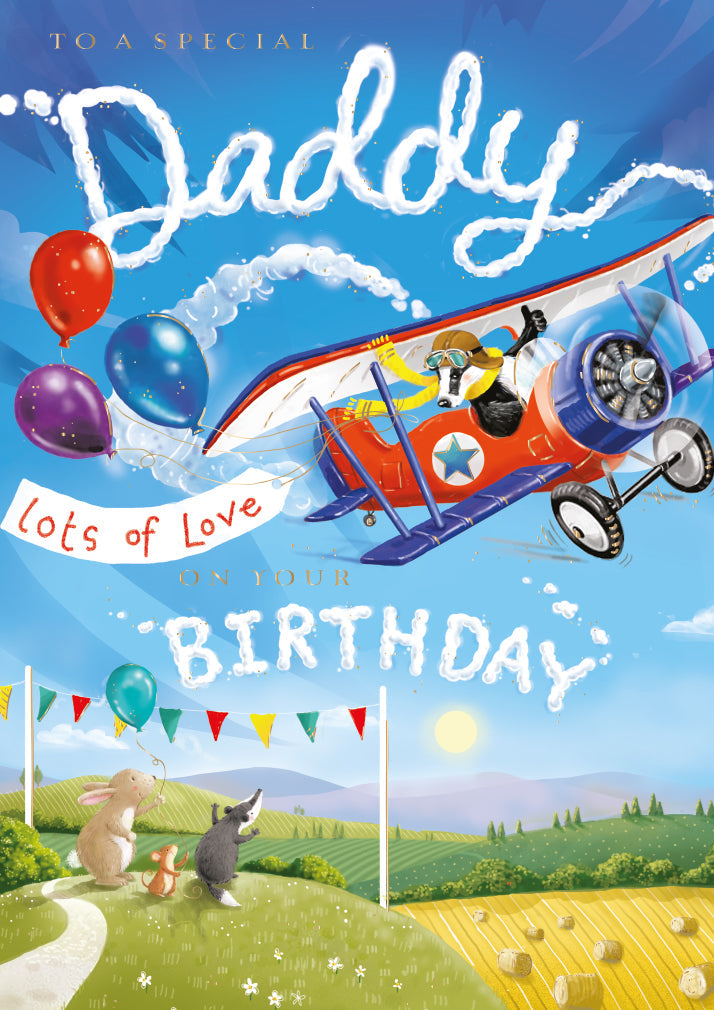 Daddy Birthday Card - Somersaulting Plane