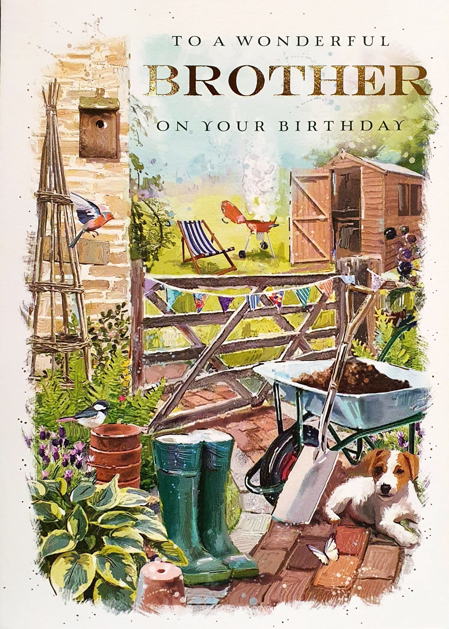 Brother Birthday Card - Gardening And Barbeque