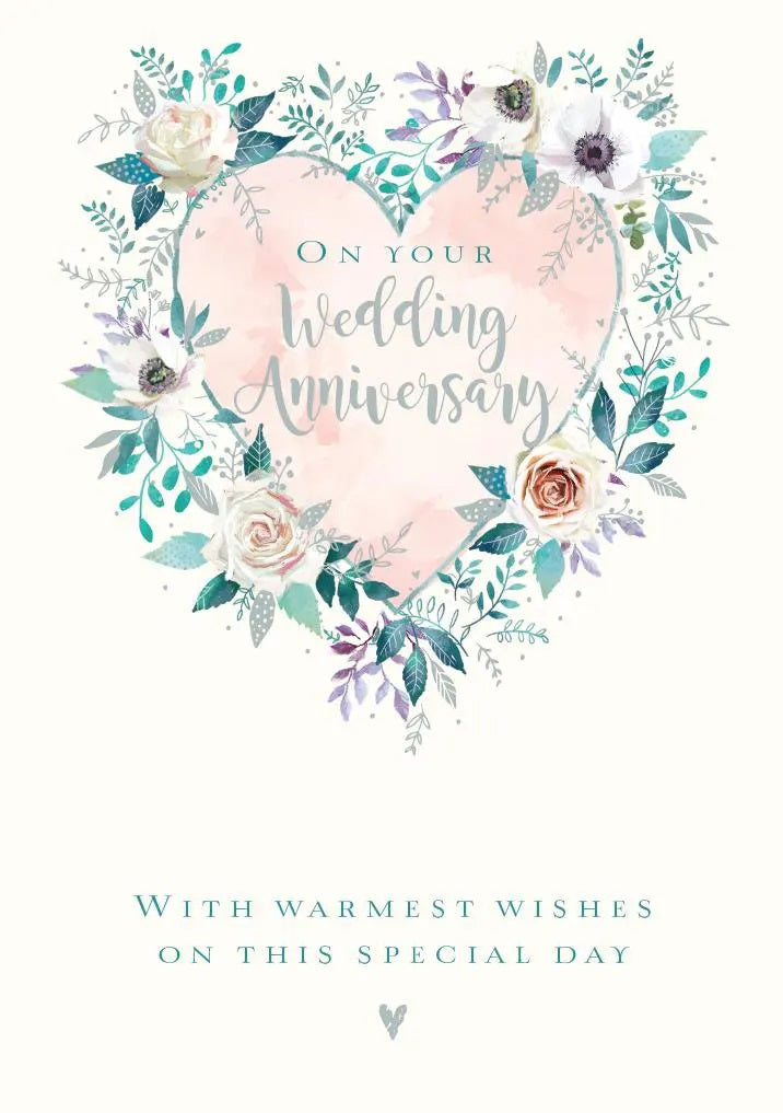 General Wedding Anniversary Card - Grand Heart Shaped Floriography
