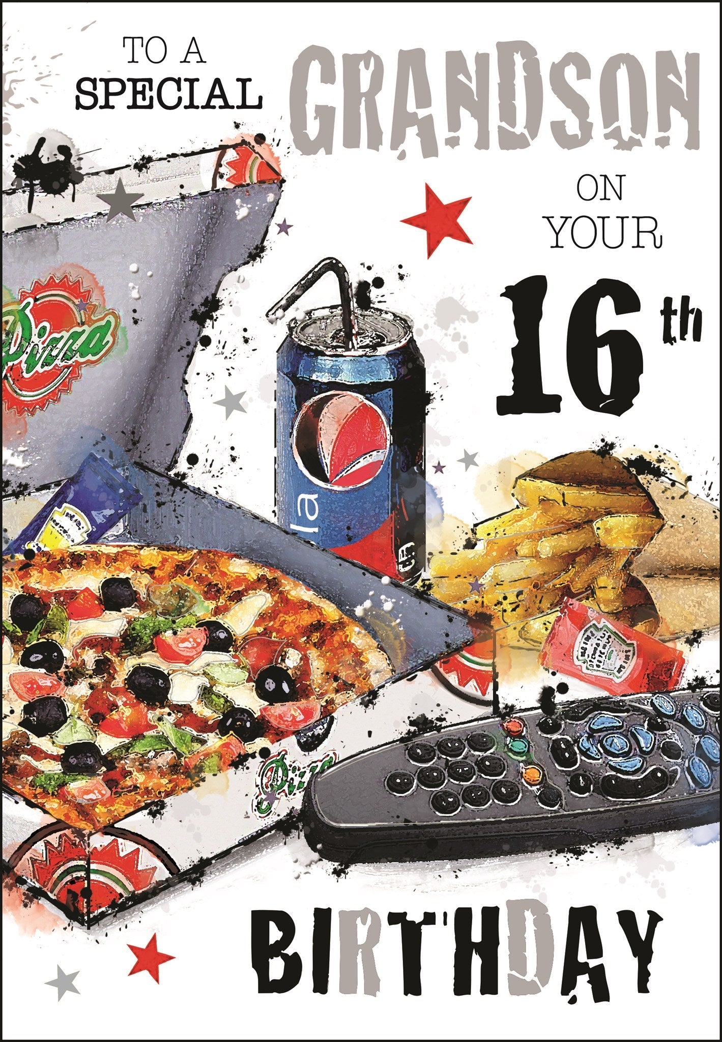 Grandson 16th Birthday Card - Junk Food Party
