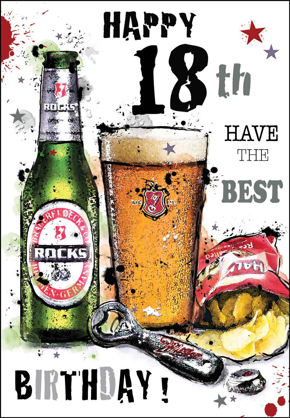 18th Birthday Card - Drinks and Snacks